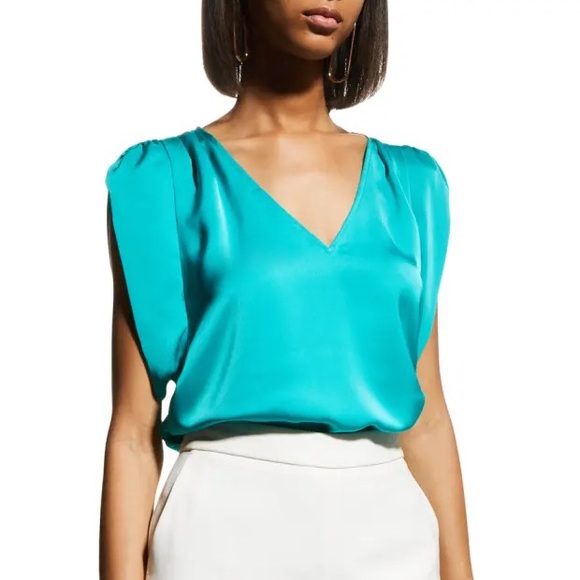 RAMY BROOK Devin V-Neck Satin Top - Picture 1 of 4